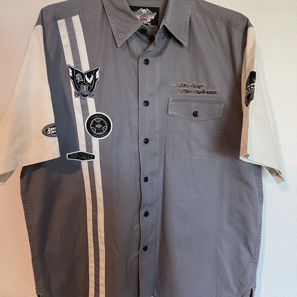 Harley Davidson Button Down Embroidered Patches